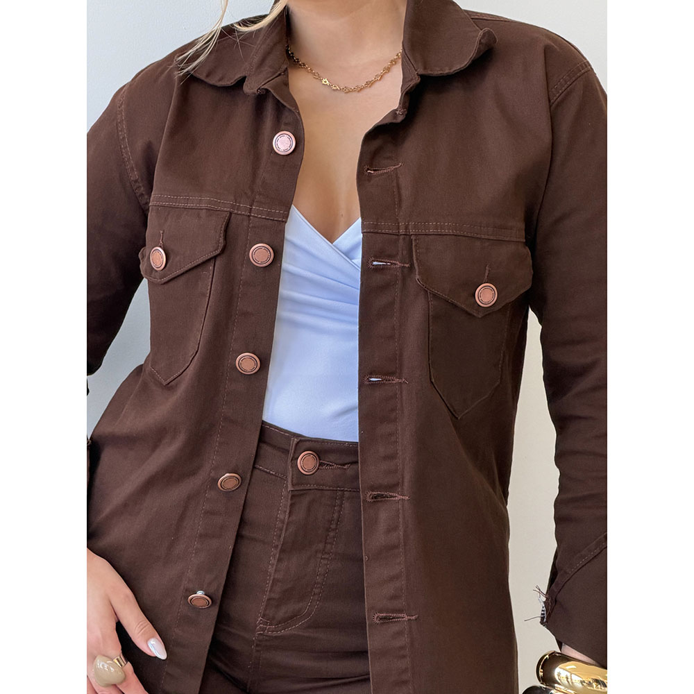 Camisa Jeans Marrom
