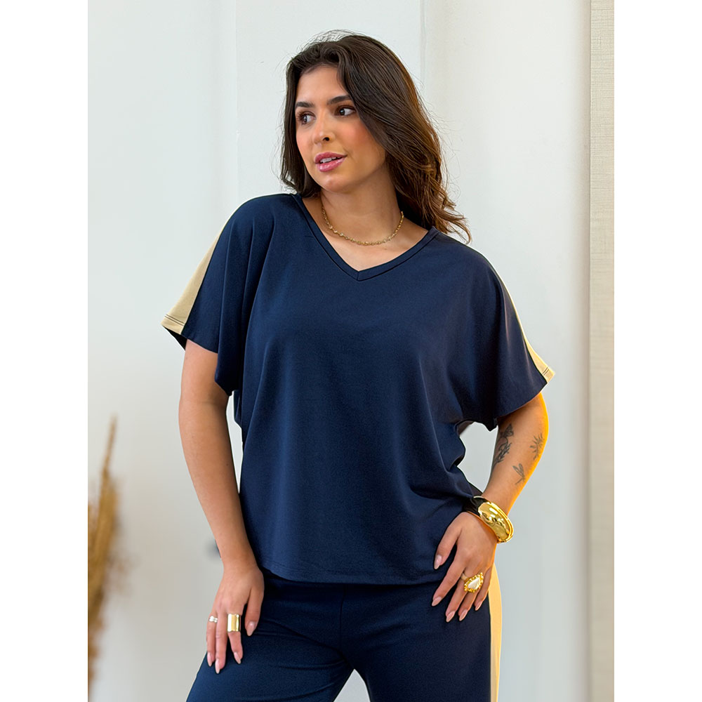 Conjunto Decote V Azul Marinho