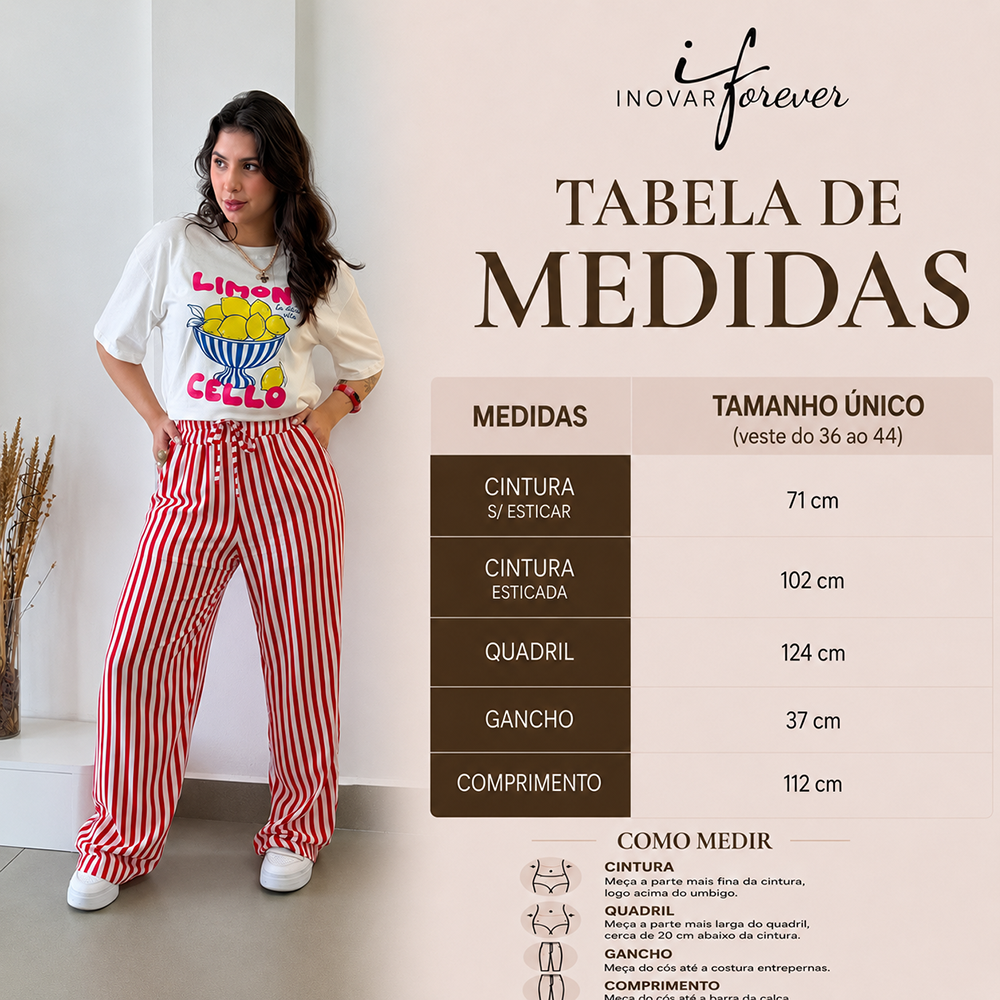 Calça Listras Vermelho Com Branco