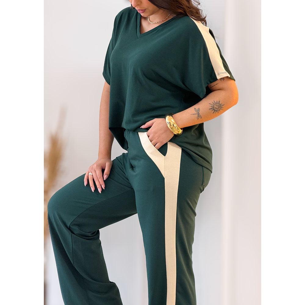Conjunto Decote V Verde Musgo