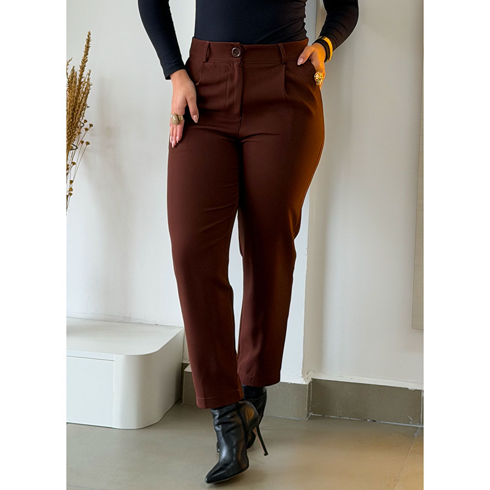 Calça Alfaiataria Marrom Escuro