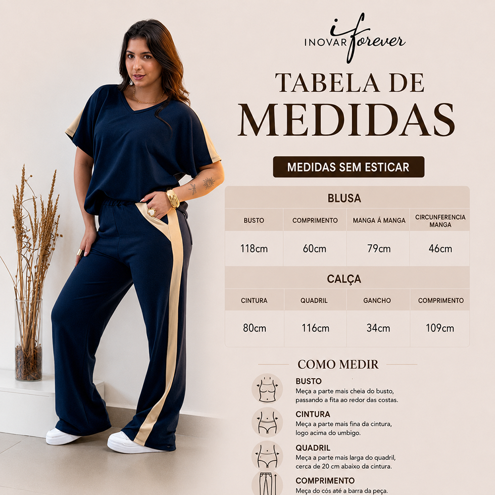 Conjunto Decote V Azul Marinho