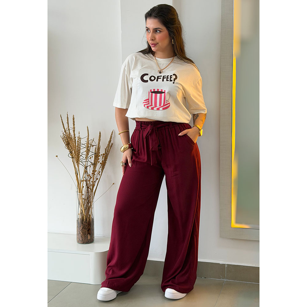 Calça Pantalona Marsala