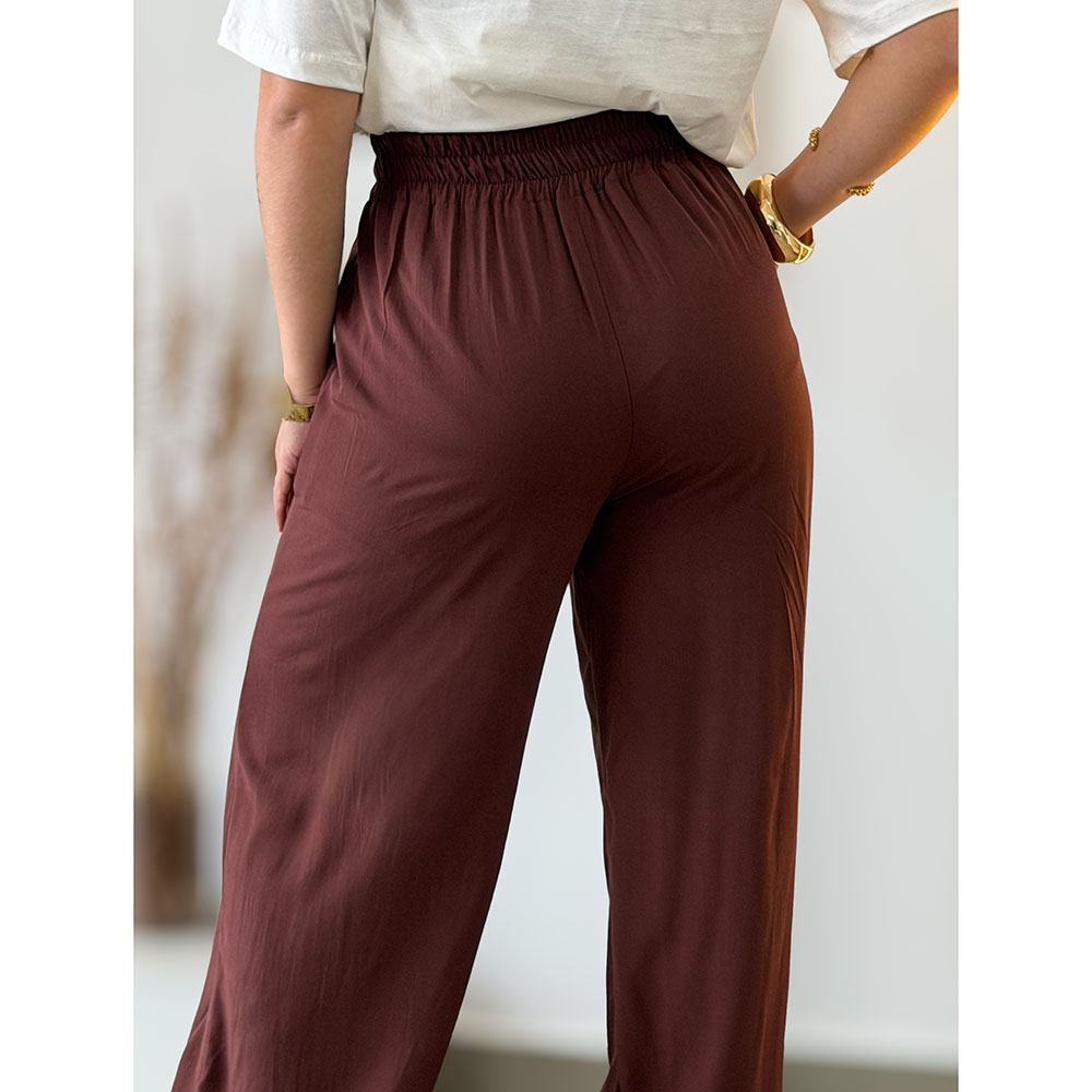 Calça Pantalona Marrom Escuro