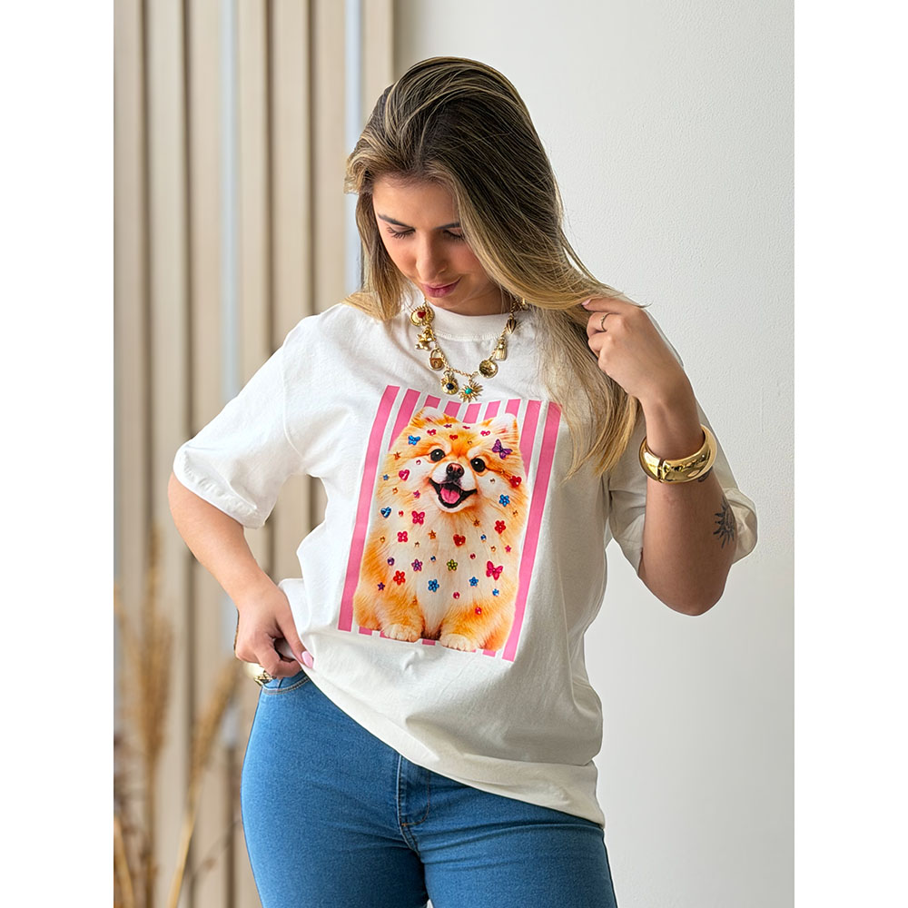 Camiseta Estampa Luluzinha Listras Rosa
