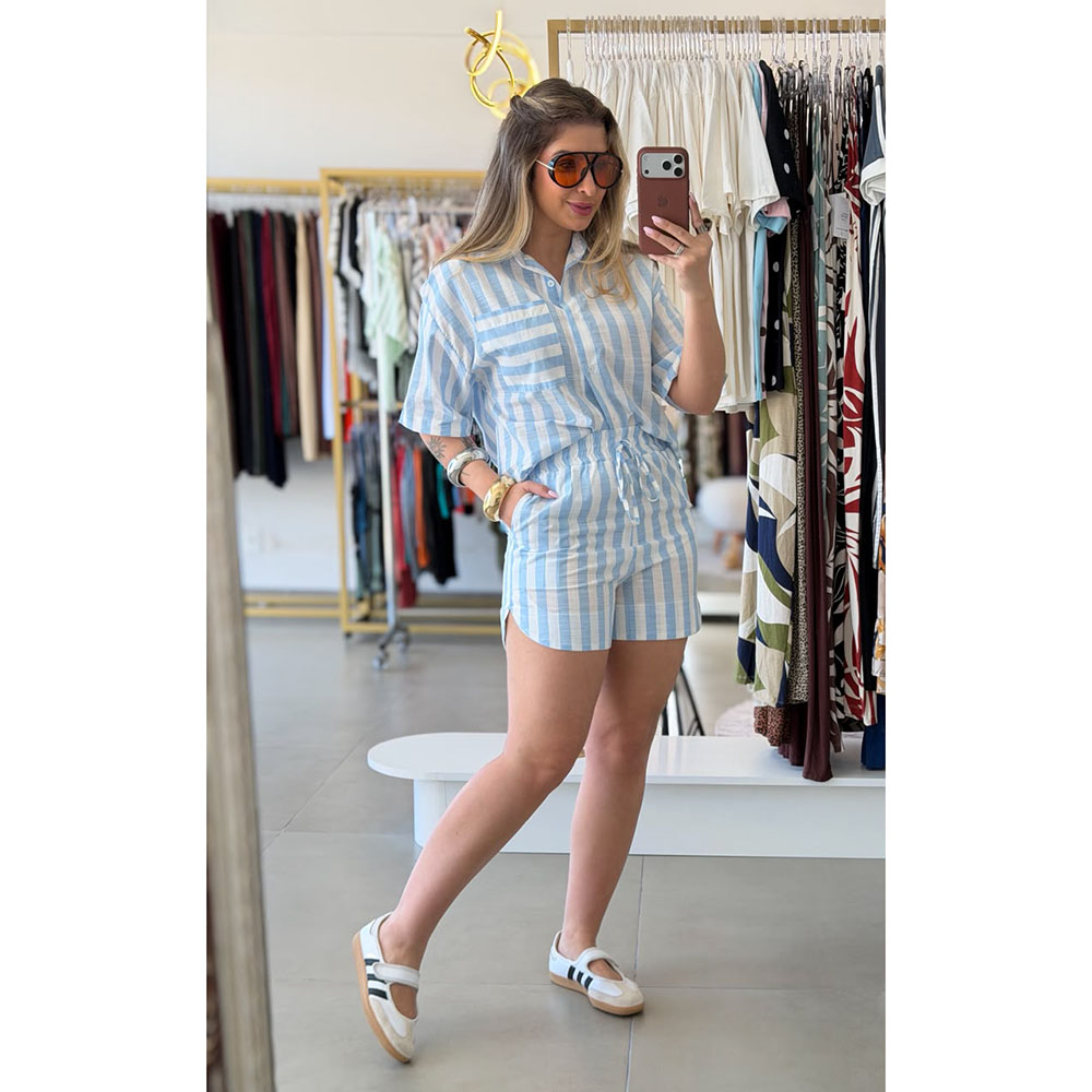 Conjunto Listra Azul Claro