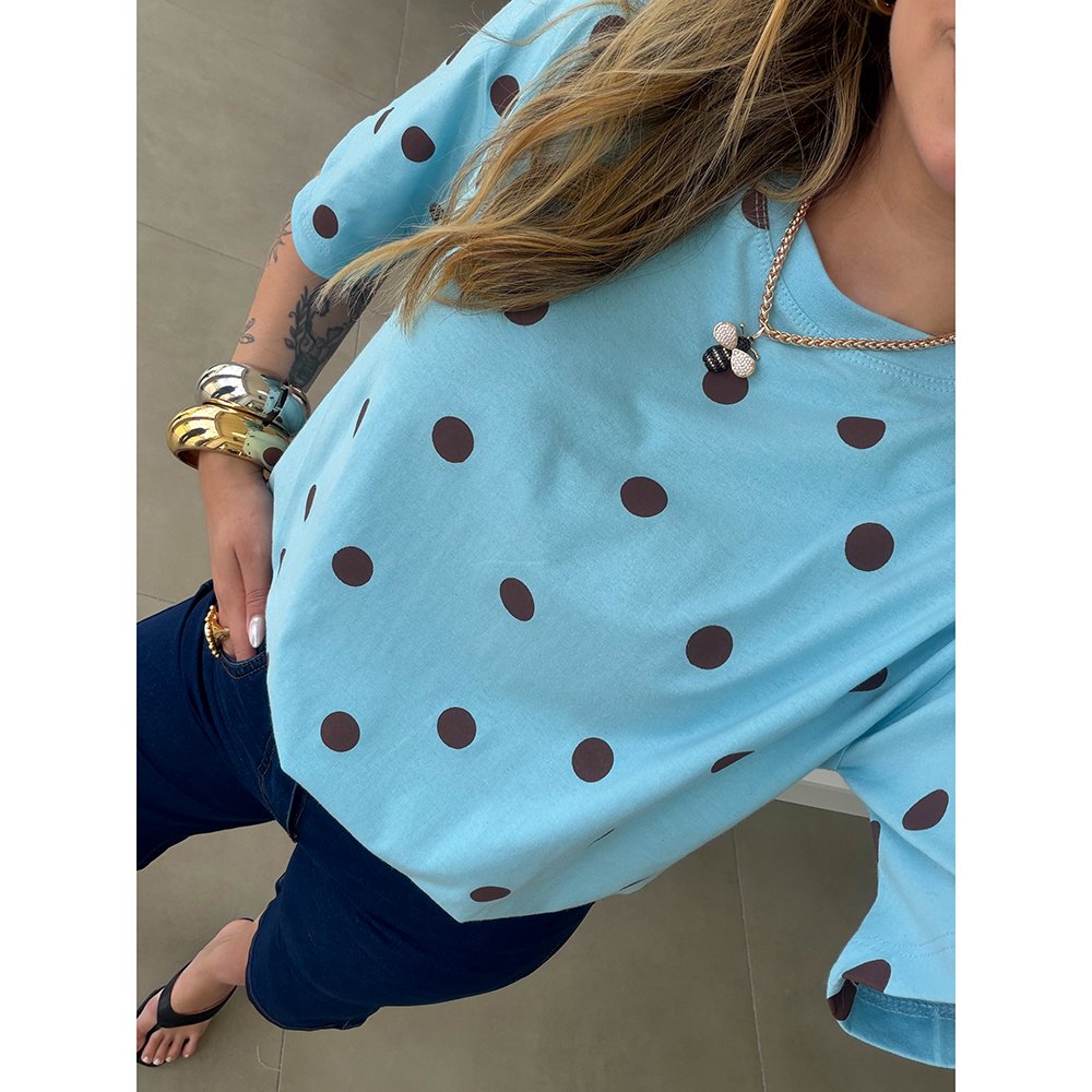 Camiseta Azul com POA Marrom
