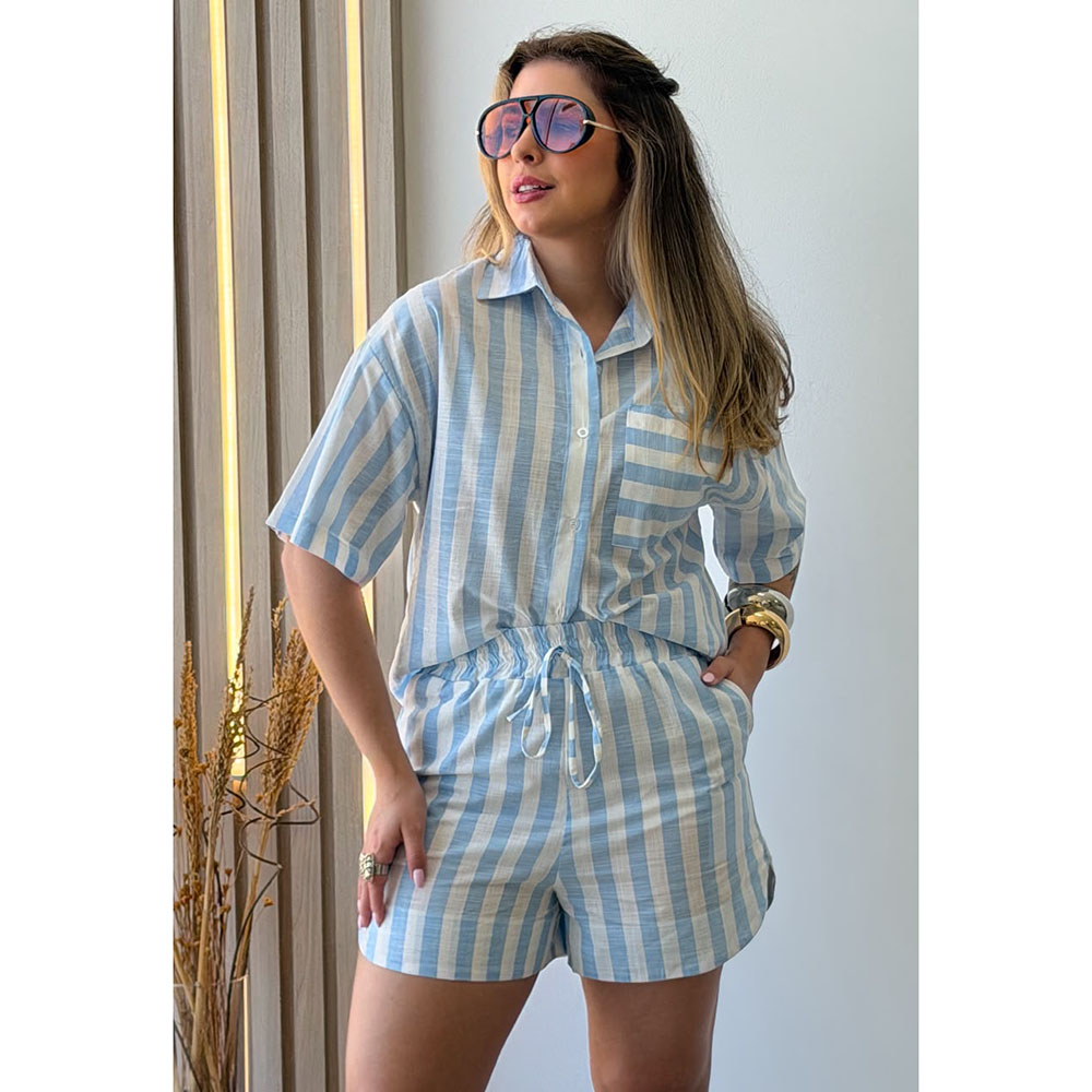 Conjunto Listra Azul Claro
