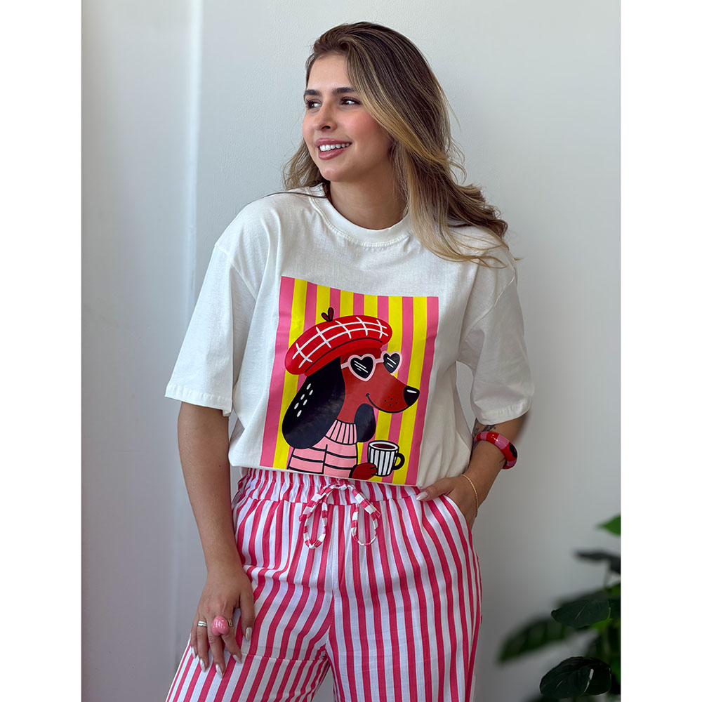 Camiseta Estampa Dog Óculos Coração