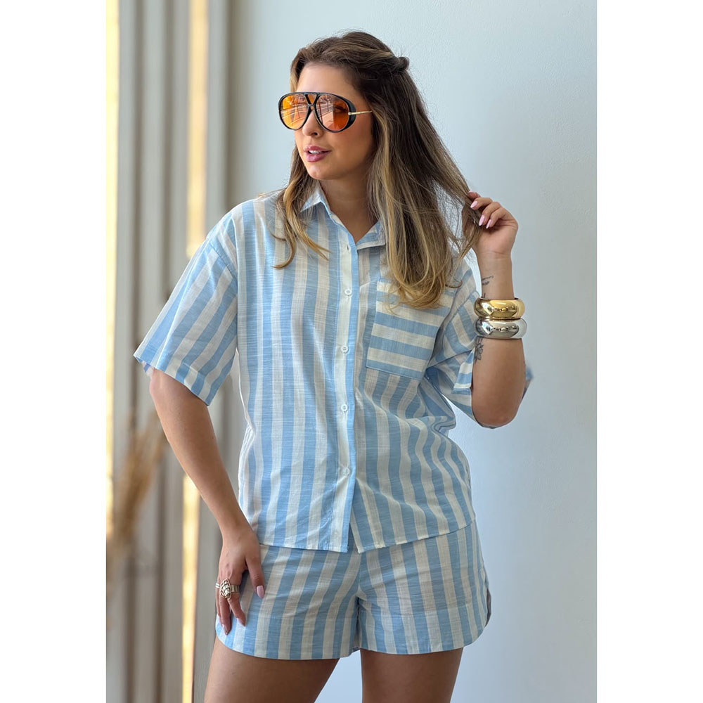 Conjunto Listra Azul Claro