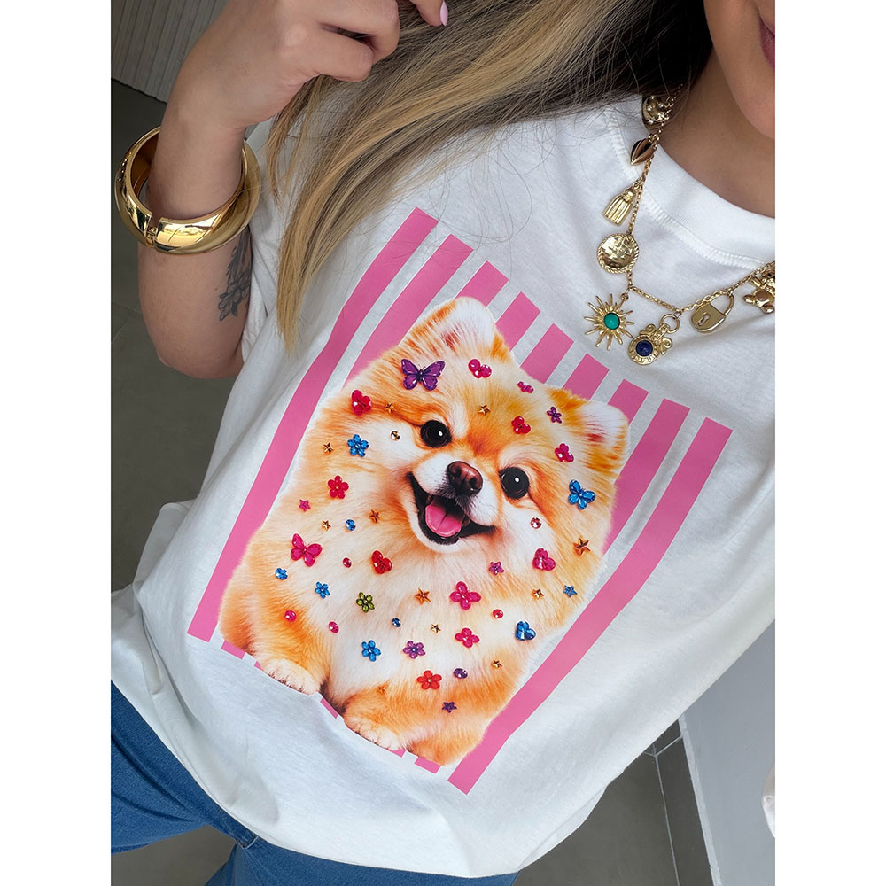 Camiseta Estampa Luluzinha Listras Rosa