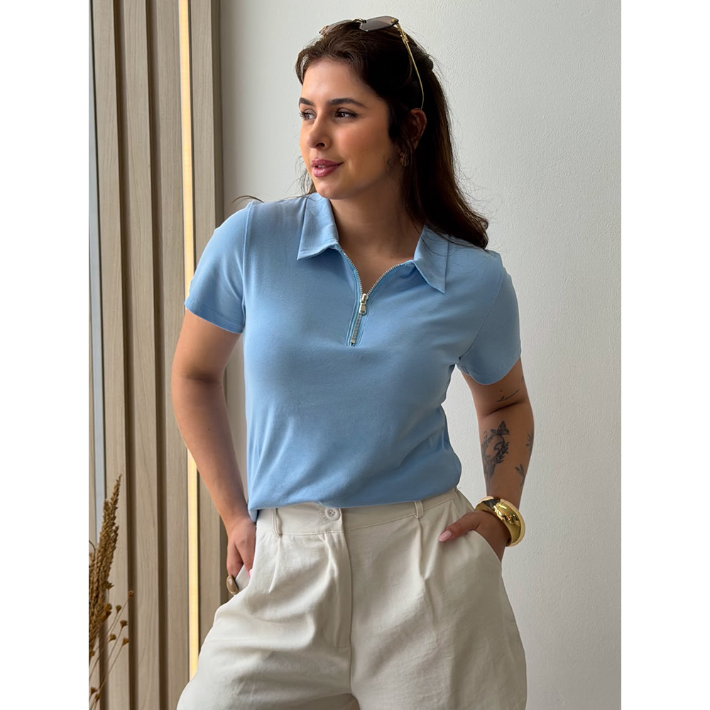 Blusa Polo Azul Claro