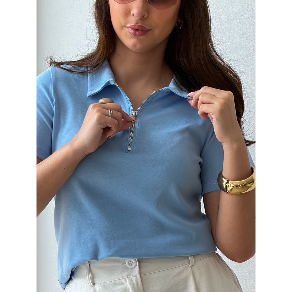 Blusa Polo Azul Claro