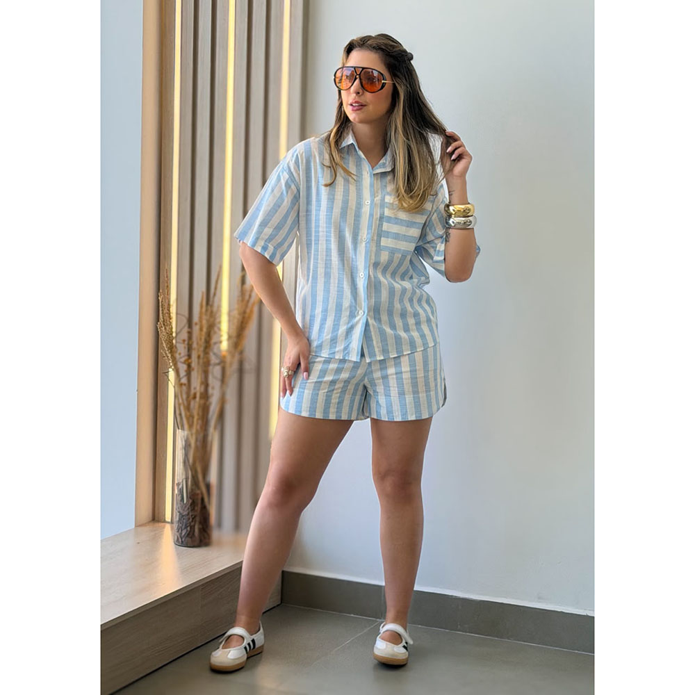 Conjunto Listra Azul Claro