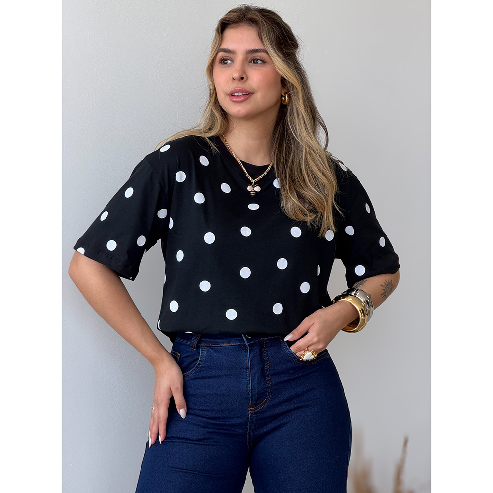Camiseta Preta com POA Branco