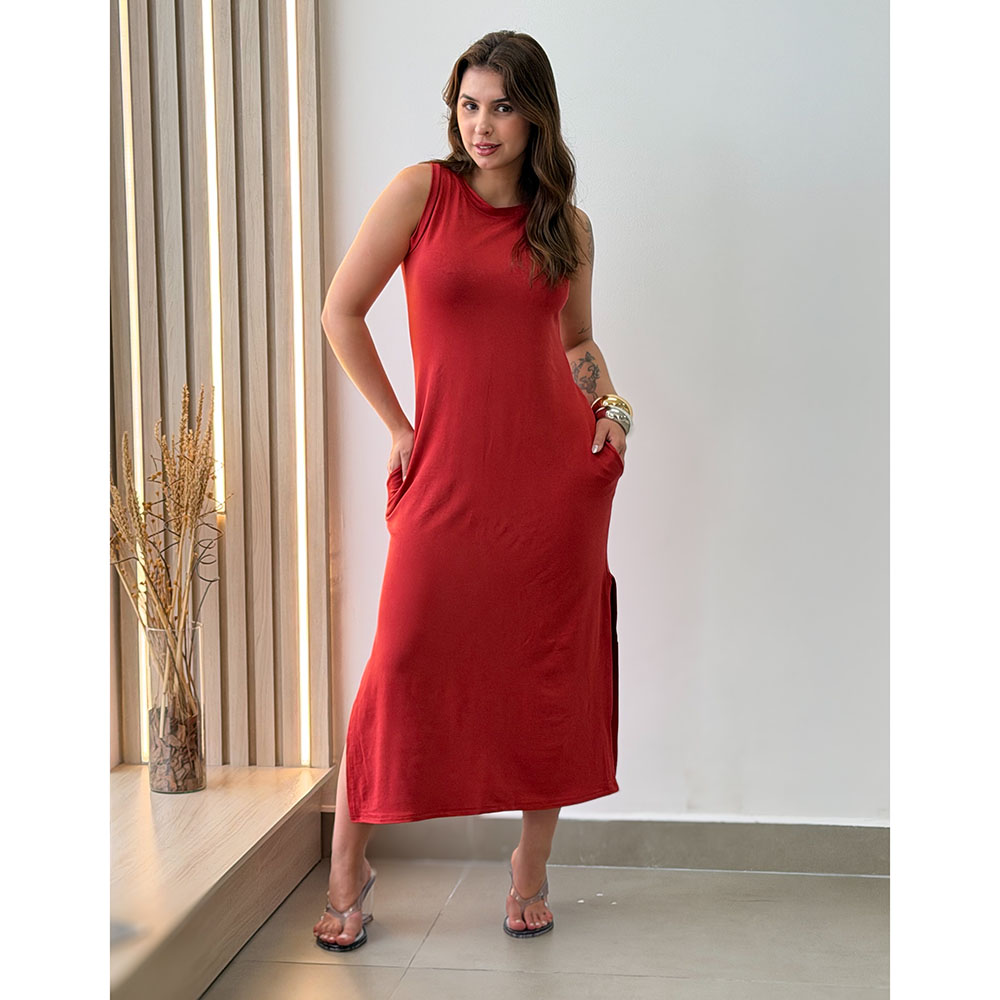 Vestido Regata Moletinho Terracota