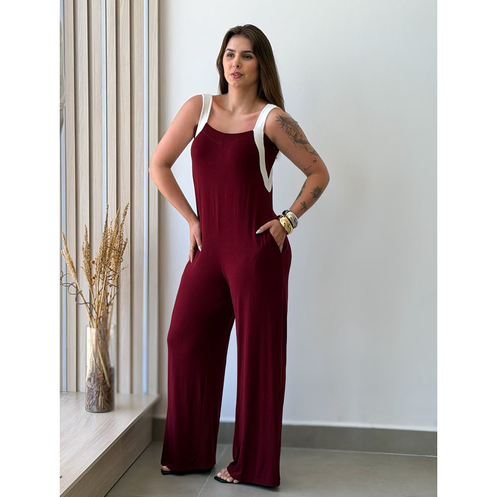 Macacão Viscolycra Bordo Com Alça Off