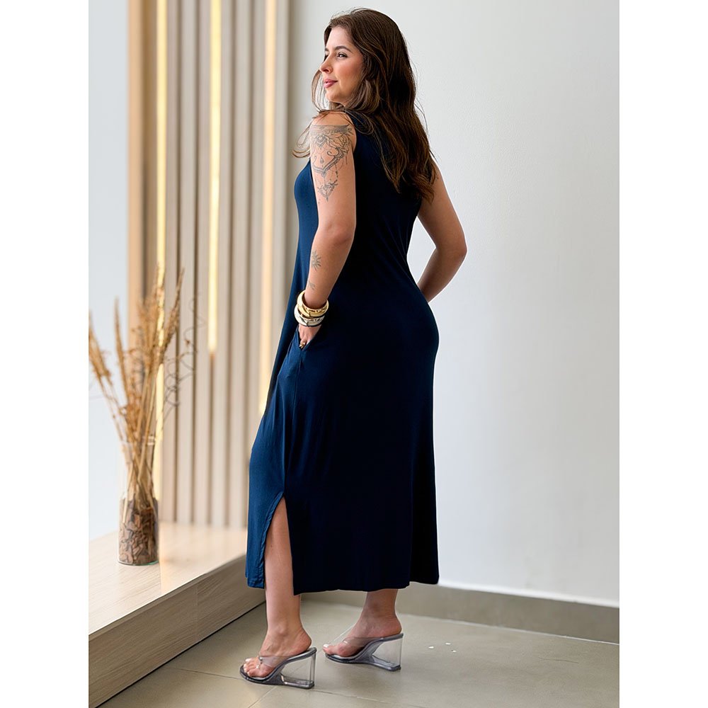 Vestido Regata Basic Viscolycra Azul Marinho
