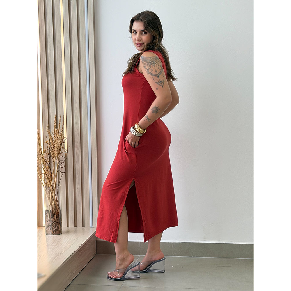 Vestido Regata Moletinho Terracota