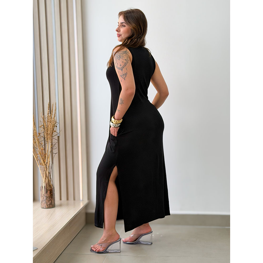 Vestido Regata Moletinho Preto