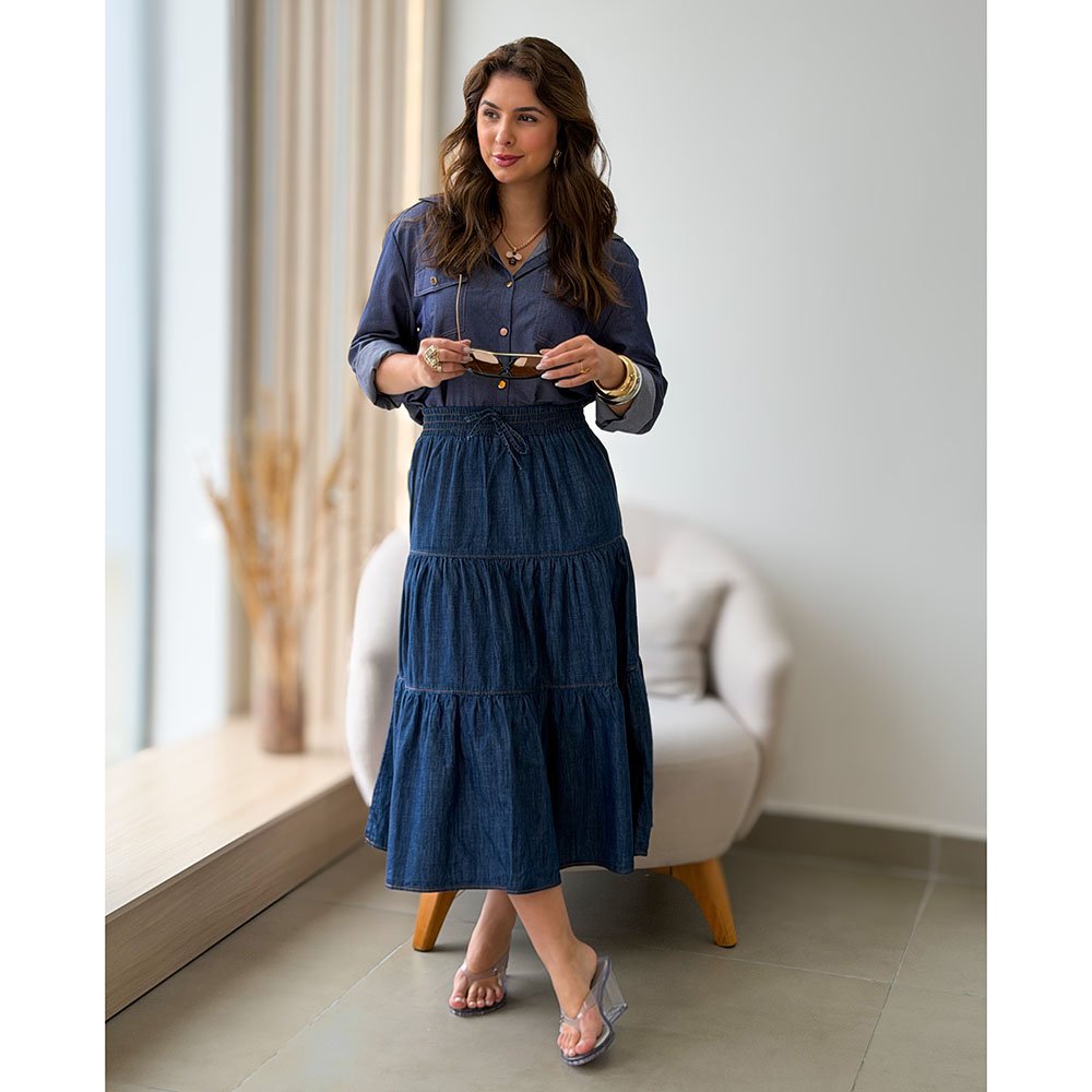 Saia Midi Jeans