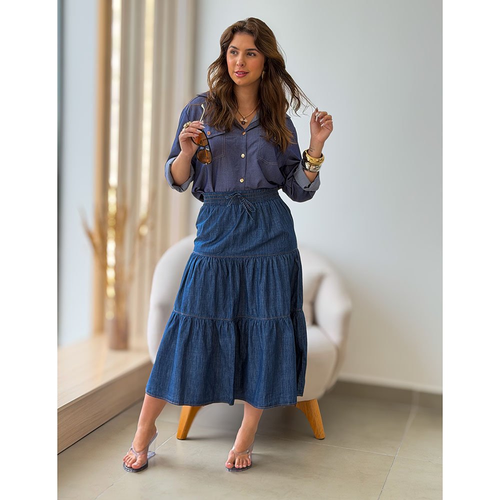 Saia Midi Jeans