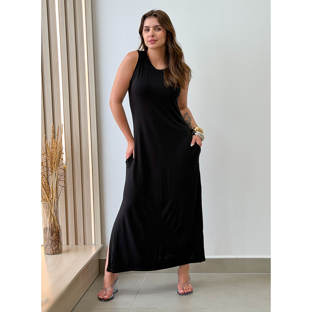 Vestido Regata Moletinho Preto