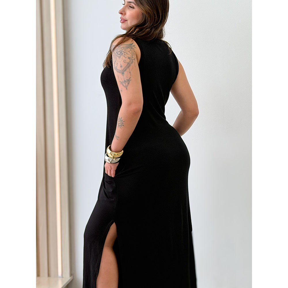 Vestido Regata Moletinho Preto