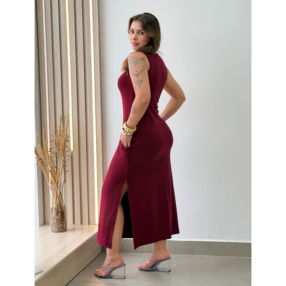 Vestido Regata Moletinho Marsala