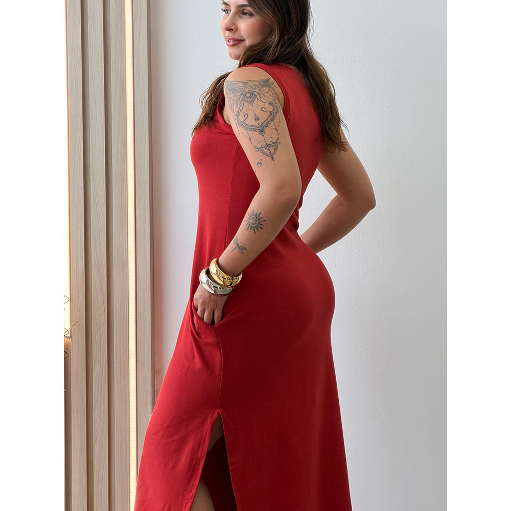 Vestido Regata Moletinho Terracota